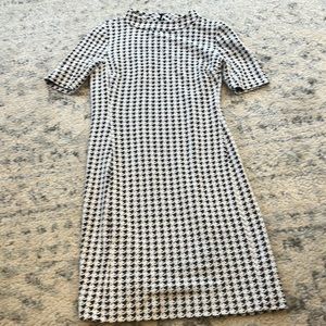 Herringbone mock turtleneck dress